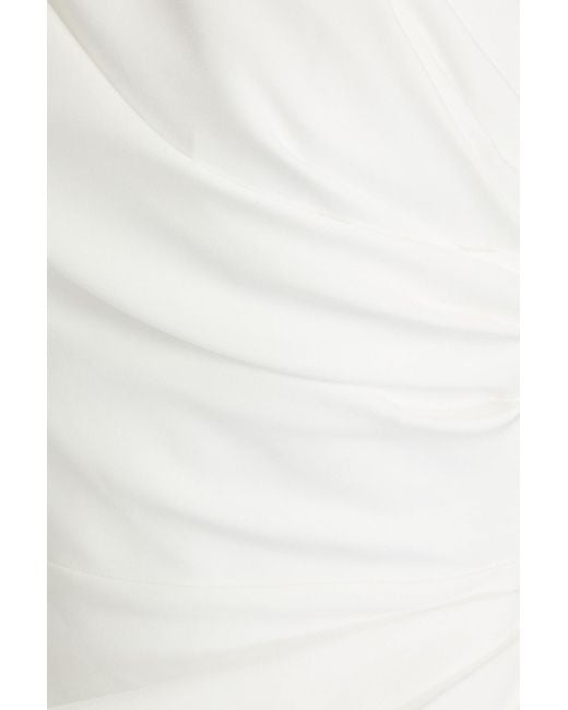 Rhea Costa White One-shoulder Draped Crepe Gown