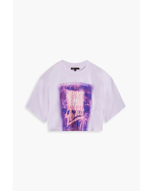 Maje Purple Cropped Printed Cotton T-shirt