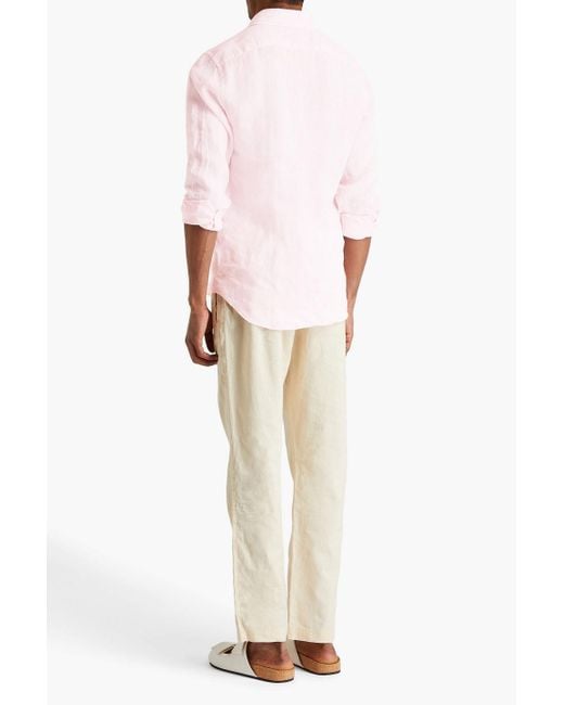 Frescobol Carioca Pink Antonio Linen Shirt for men