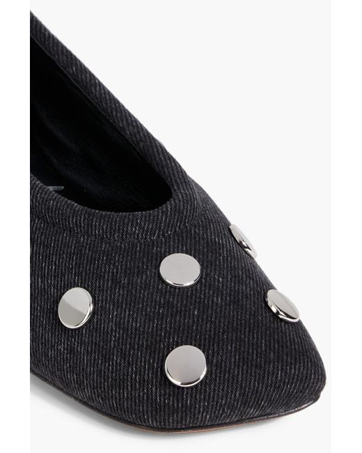3.1 Phillip Lim Black Id Studded Denim Ballet Flats