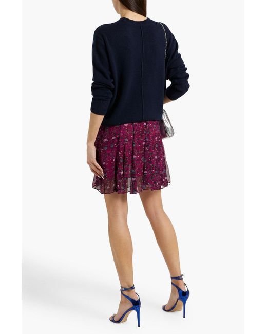 Isabel Marant Purple Oda Floral-Print Silk-Crepon Mini Skirt