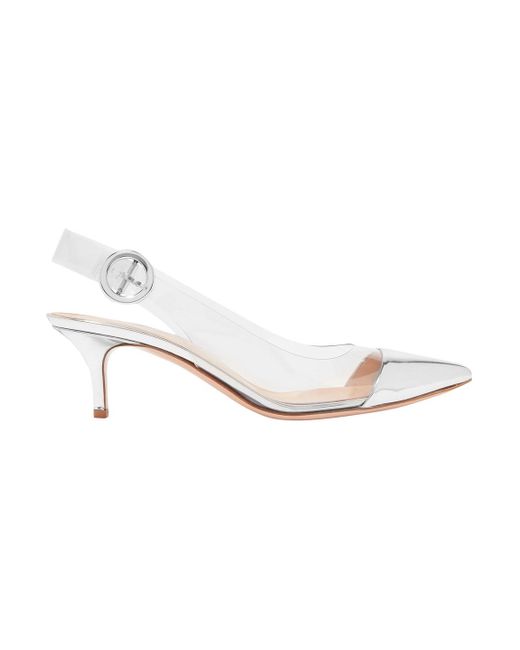 Gianvito Rossi White Patent-leather And Pvc Slingback Pumps