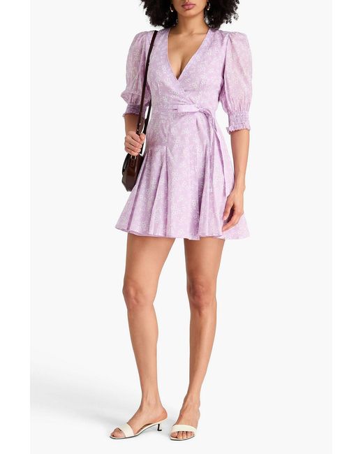 Polo Ralph Lauren Pink Floral-Print Cotton-Mousseline Mini Wrap Dress