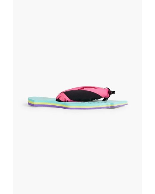 Emilio Pucci Pink Bow-Detailed Printed Twill Flip Flops