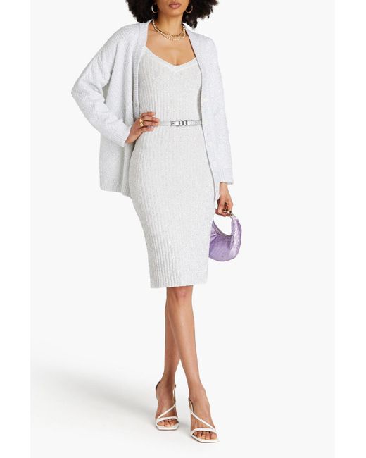Missoni White Sequined Ribbed Crochet-knit Midi Dress
