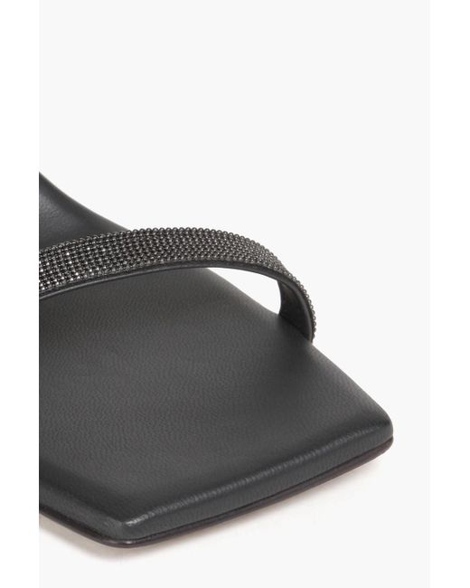 Brunello Cucinelli Black Bead-embellished Leather Slingback Sandals