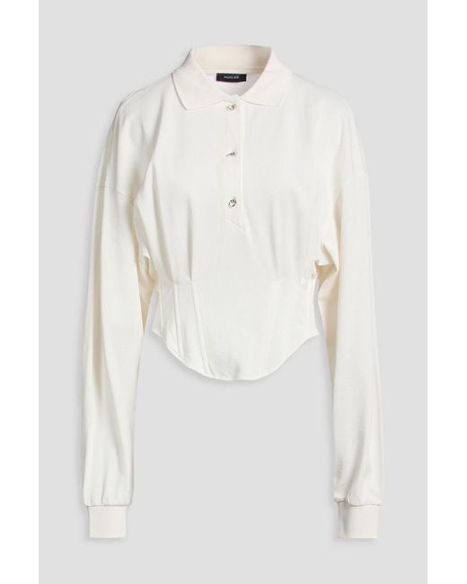 Mugler White Cotton-Piqué Polo Shirt