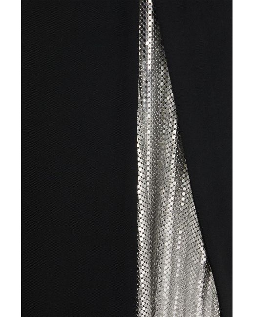 Versace Black Chainmail-Paneled Wool-Twill Mini Dress