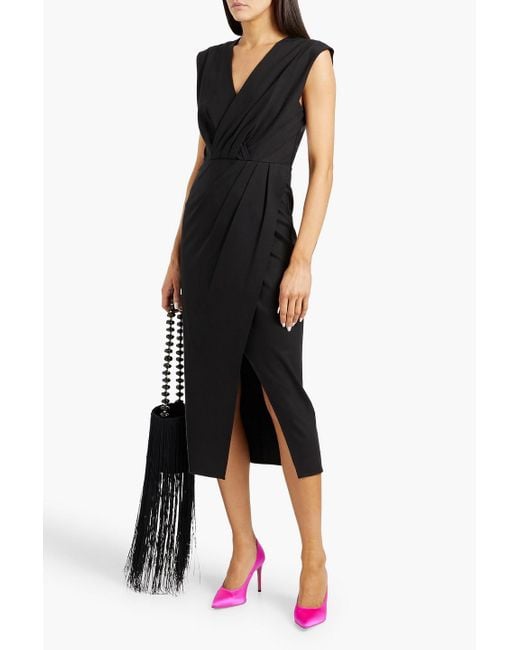 Diane von Furstenberg Black Hallie Wrap-Effect Stretch-Jersey Midi Dress