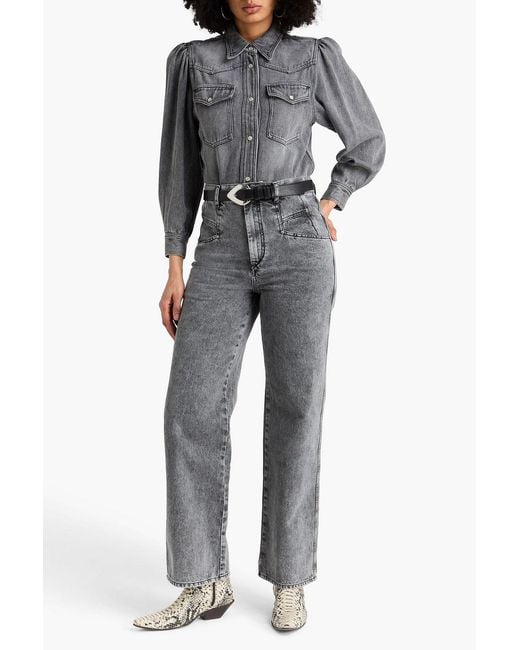 Isabel Marant Gray Dileskoa Acid-wash High-rise Straight-leg Jeans