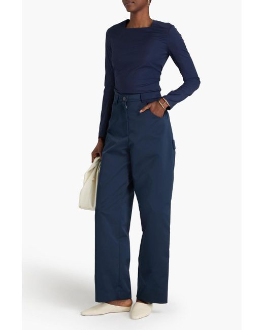 Tibi Blue Cotton-blend Poplin Top