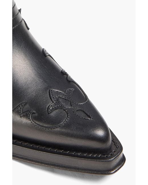 Gabriela Hearst Black Capitana Embroidered Glossed-Leather Cowboy Boots