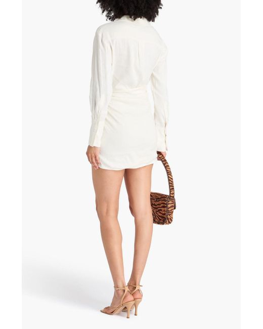 GAUGE81 Natural Puno Wrap-Effect Linen-Blend Mini Shirt Dress