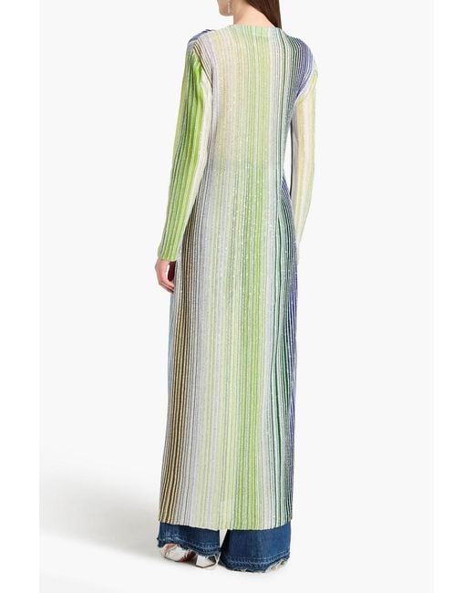 Missoni Green Striped Sequin-Embellished Crochet-Knit Cardigan