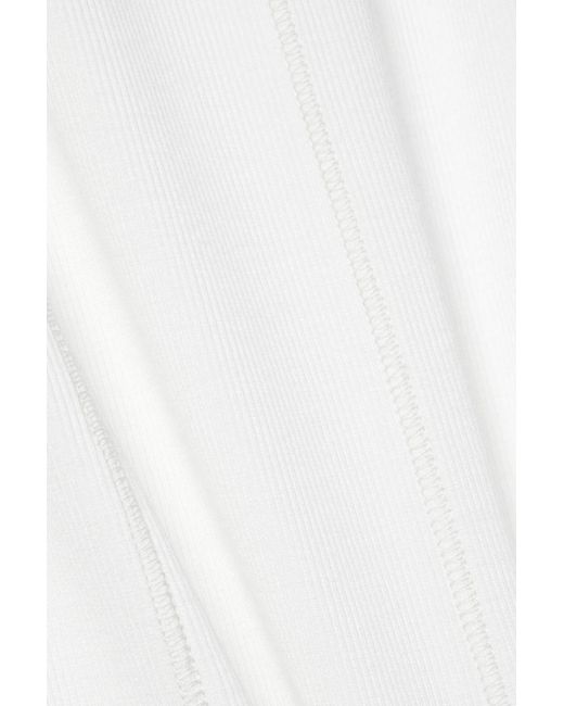 Acne White Tasseled Ribbed-knit Midi Skirt