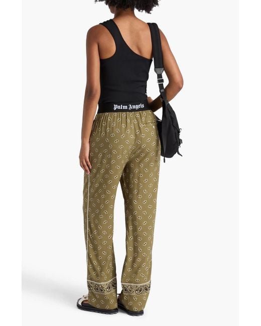 Palm Angels Green Hose mit geradem bein aus jersey mit print