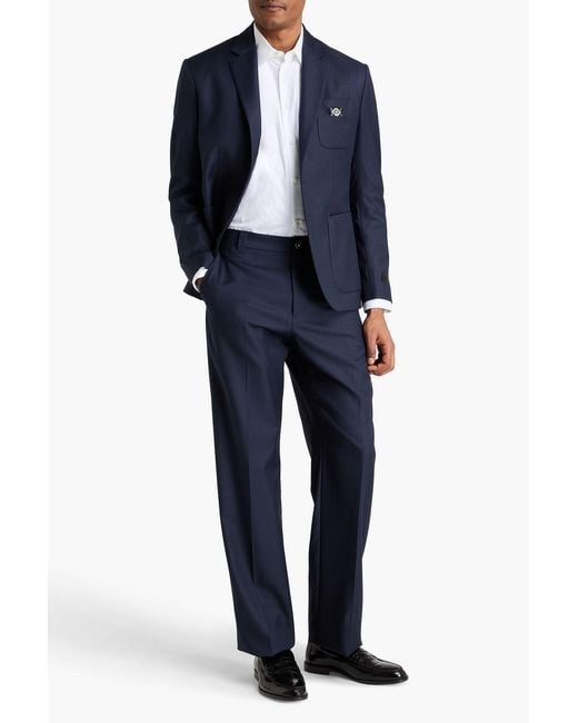 Versace Blue Houndstooth Wool Pants for men