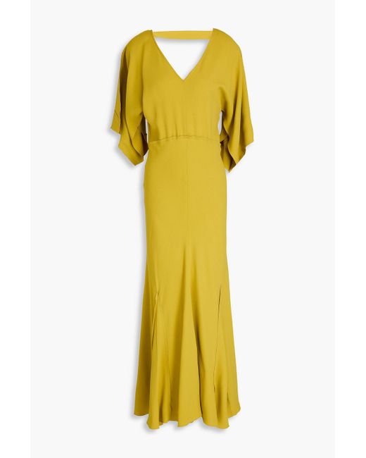 Victoria Beckham Yellow Crepe Midi Dress