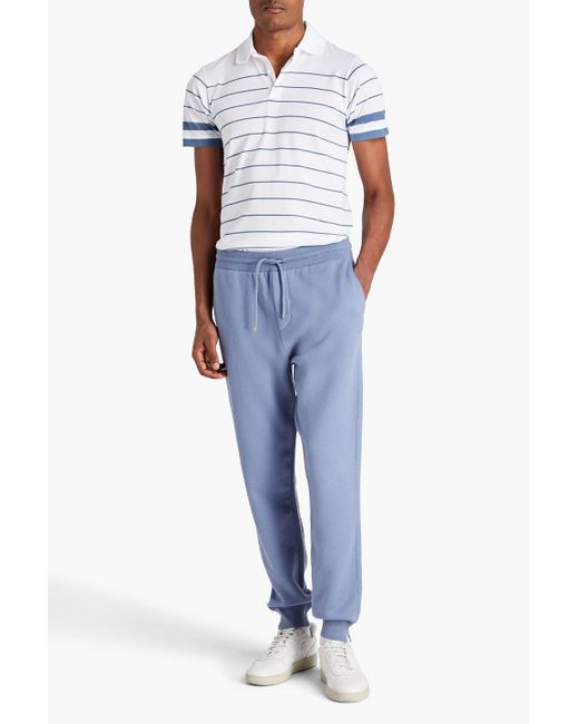 Dunhill Blue Cotton And Cashmere-blend Drawstring Sweatpants for men