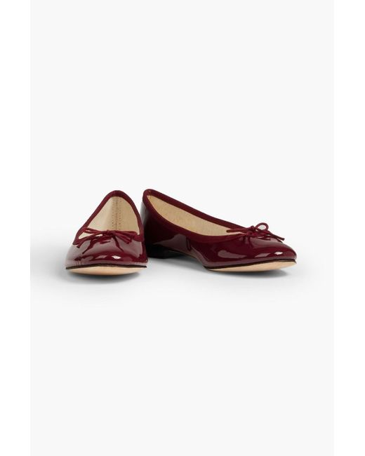 Repetto Cendrillon Bow-embellished Patent-leather Ballet Flats in Red | Lyst