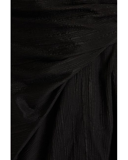 IRO Black Anokia Ruched Silk-blend Satin-jacquard Mini Dress