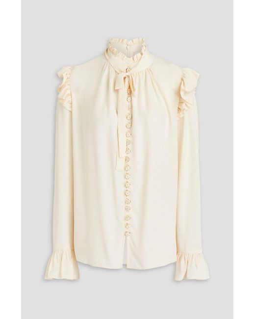 Zimmermann Natural Pussy-bow Crepe De Chine Blouse