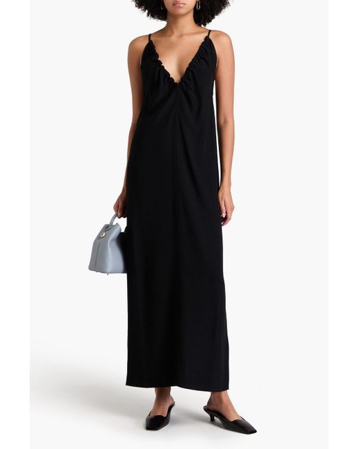 BITE STUDIOS Black Theros Ruched Crepe Midi Dress