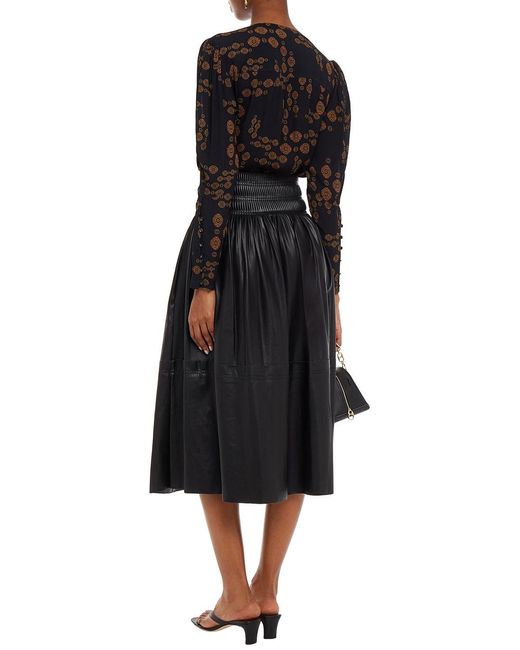 Nicholas Black Gathered Printed Chiffon Blouse