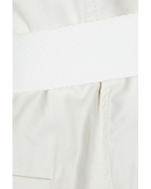 IRO White Bordina Belted Pleated Cotton-twill Shorts