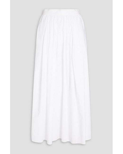 Gentry Portofino White Gathered Cotton-poplin Maxi Skirt