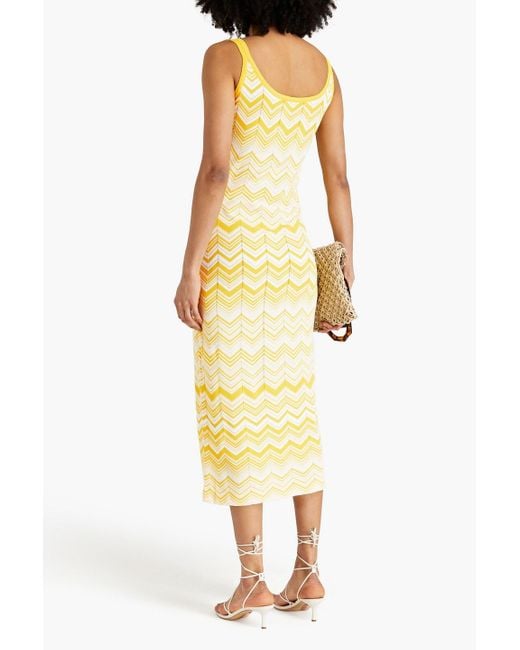 Missoni Yellow Crochet-knit Midi Dress