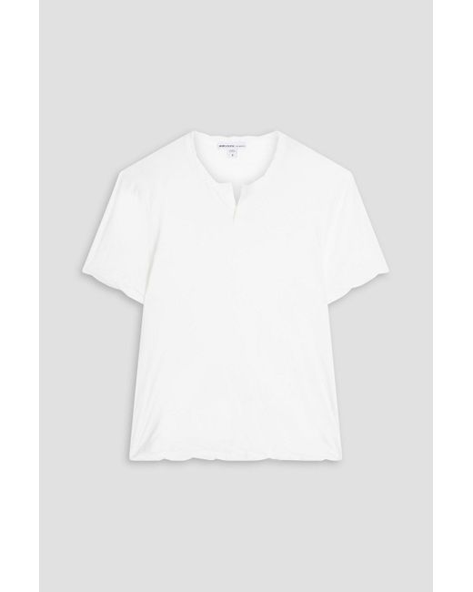 James Perse T-shirt aus jersey aus einer baumwoll-leinenmischung mit henley-kragen in White für Herren