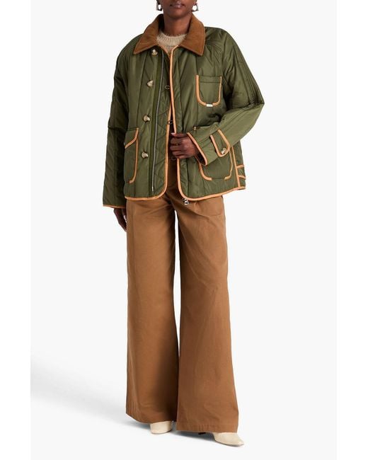 S.S.Daley Green Durham Corduroy-trimmed Shell Jacket