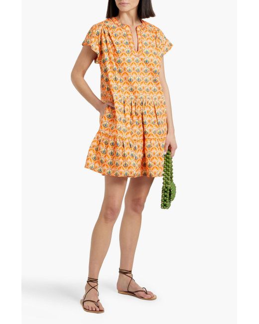 Saloni Yellow Ashley Printed Cotton-Poplin Mini Dress
