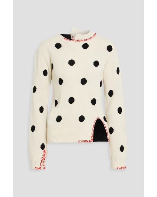 Marni Natural Pullover aus jacquard-strick aus wolle mit polka-dots