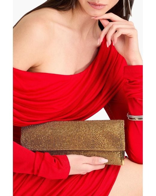 Benedetta Bruzziches Metallic Kate Crystal-Embellished Silk-Satin Clutch
