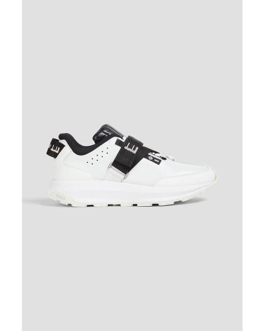 Dunhill White Aerial Strap Two-tone Perforated Leather Sneakers for men