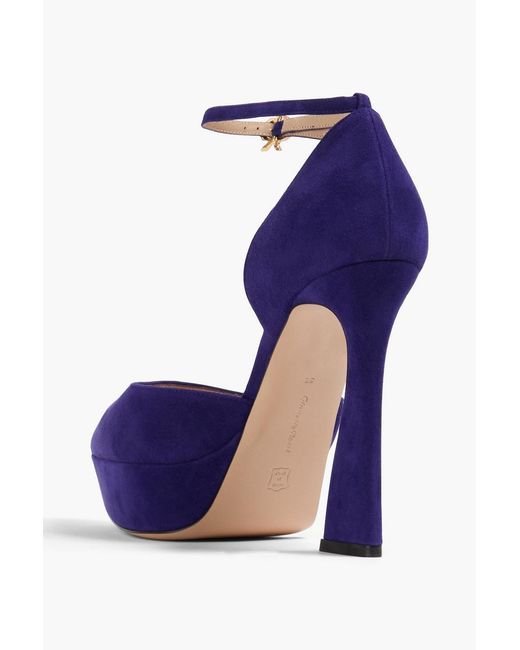Gianvito Rossi Blue Vertigo Suede Platform Pumps