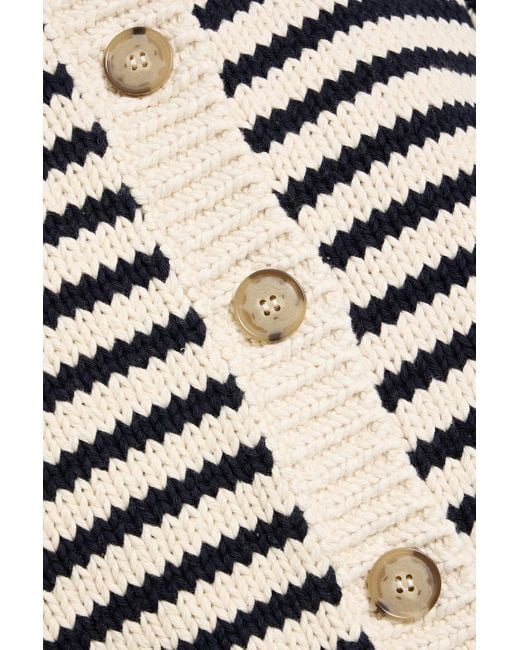 FRAME White Striped Cotton Cardigan