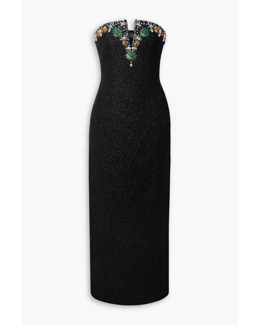 Miss Sohee Black Crystal-embellished Metallic Tweed Gown
