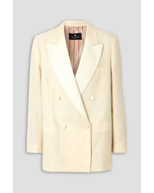 Etro Natural Double-breasted Cotton And Wool-blend Jacquard Blazer