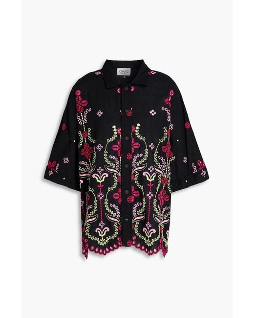 Charo Ruiz Black Isma Embroidered Cotton-blend Shirt