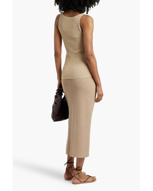 By Malene Birger Natural Kyra Ribbed Ecovero-Blend Midi Skirt
