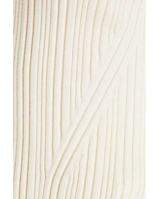 3.1 Phillip Lim White Tie-Detailed Ribbed Wool-Blend Sweater