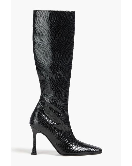 Magda Butrym Black Snake-effect Leather Knee Boots