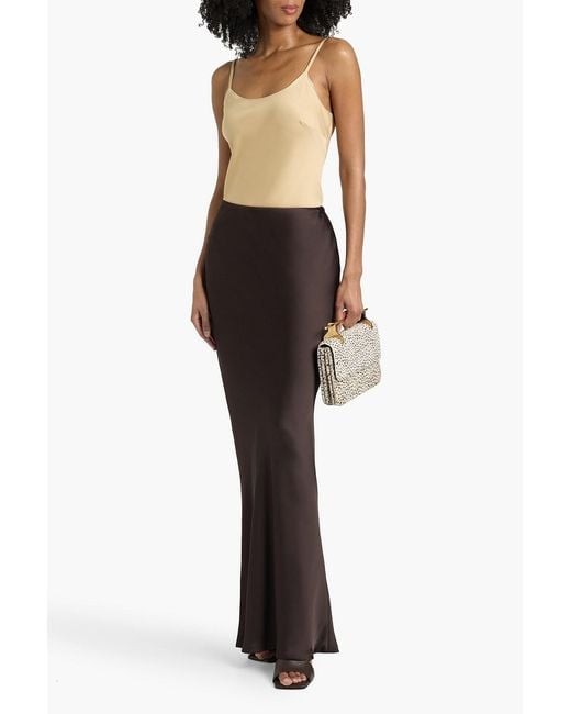 Norma Kamali Brown Obie Satin Maxi Skirt