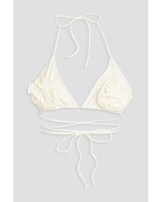 Magda Butrym White Appliquéd Triangle Bikini Top
