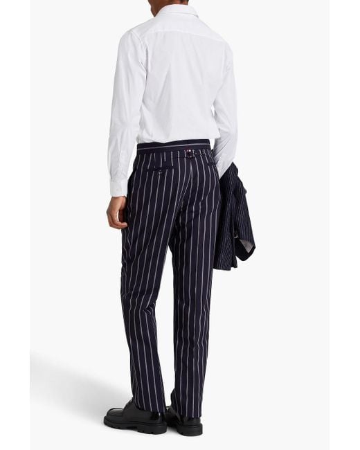 Thom Browne Blue Fit Striped Wool Pants for men