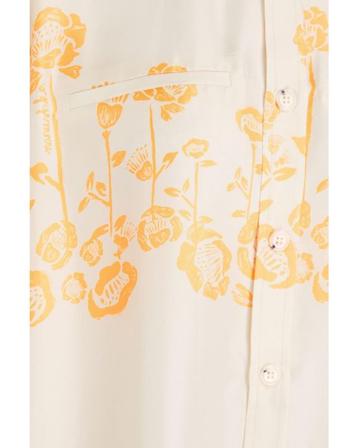 Nanushka Natural Sabrin Floral-print Silk-twill Shirt