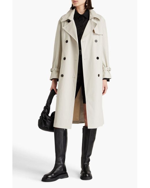 Theory Natural Double-breasted Cotton-blend Trench Coat